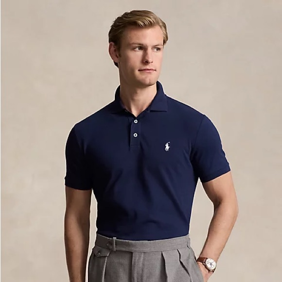 Ralph Lauren Polo Shirt Navy Custom Fit Small - Picture 2 of 5
